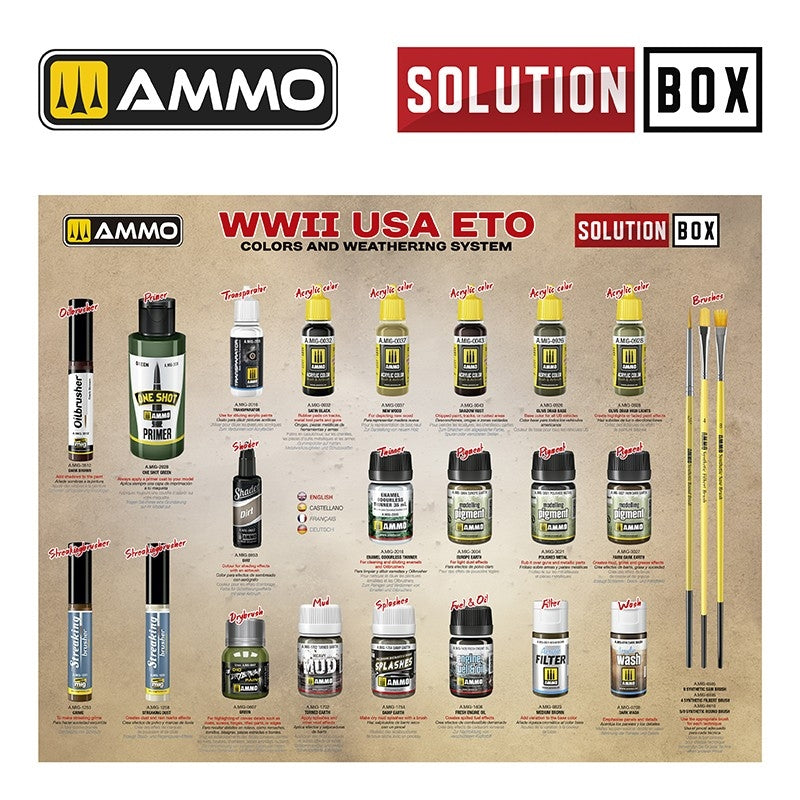 AMMO by Mig Jimenez 7728 SOLUTION BOX 22 – WWII USA ETO. Colors and Weathering System – imagen 3