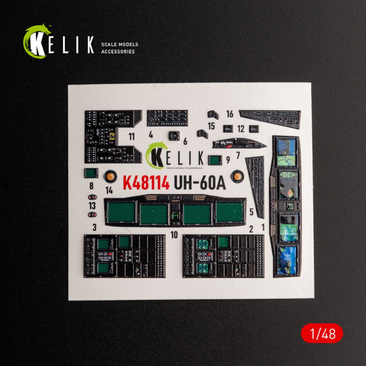 Décalcomanies 3D intérieures KELIK K48114 UH-60A Black Hawk - Type 2 « Renseignement de défense de l&amp;#39;Ukraine » pour maquette ICM au 1/48 – image 3