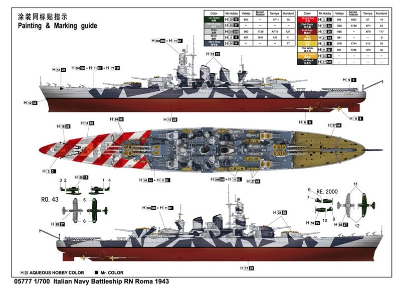 Trumpeter 05777 Italian Navy Battleship RN Roma (1943) 1/700 – zdjęcie 12