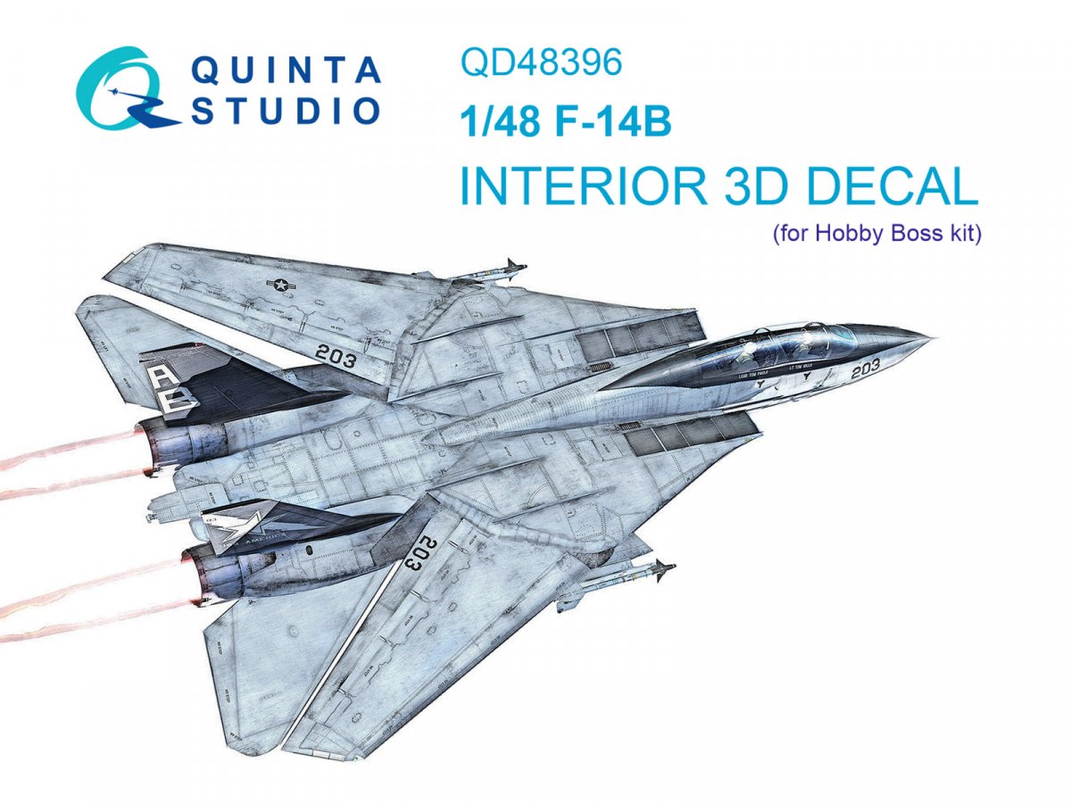 Quinta Studio QD48396 F-14B 3D-Printed &amp; colored Interior on decal paper (Hobby Boss) 1/48