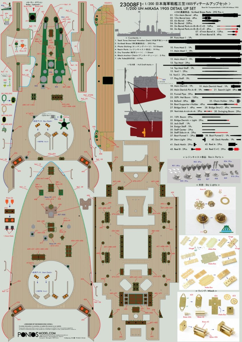 Pontos 23008F1 IJN MIKASA 1905 Detail Up Set 1/200 – immagine 13