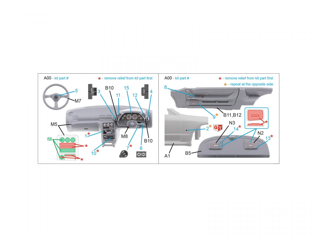Intérieur coloré imprimé en 3D sur papier décalcomanie (Hasegawa) Quinta Studio QD24017 Nissan Skyline GT-R R32 1/24 – image 2