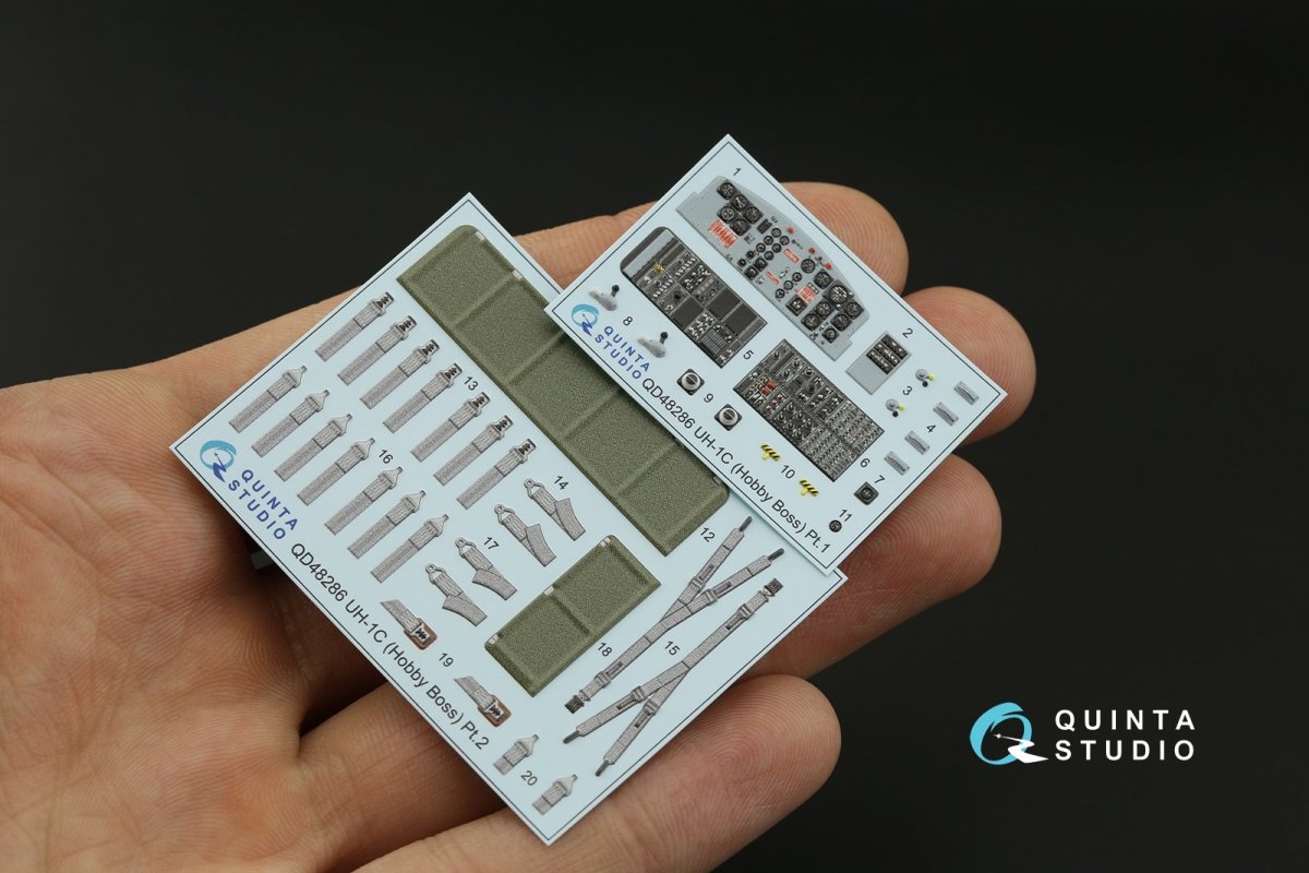 Intérieur imprimé en 3D et coloré sur papier décalcomanie Quinta Studio QD48286 UH-1C (HobbyBoss) 1/48 – image 4