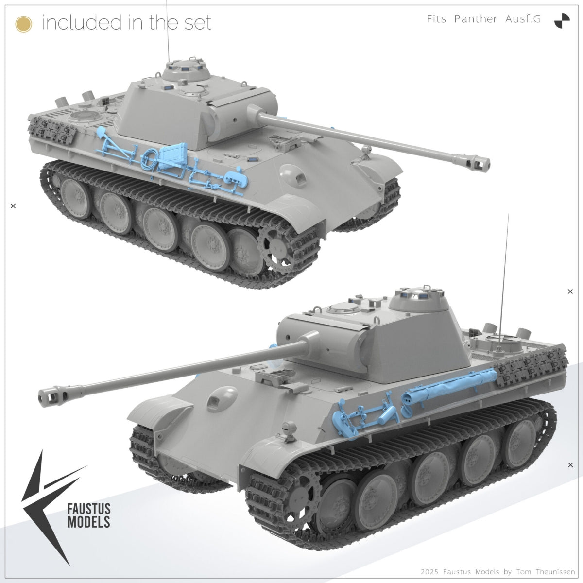 Faustus Models FM35021 Panther Tool Racks (Battle worn) 1/35