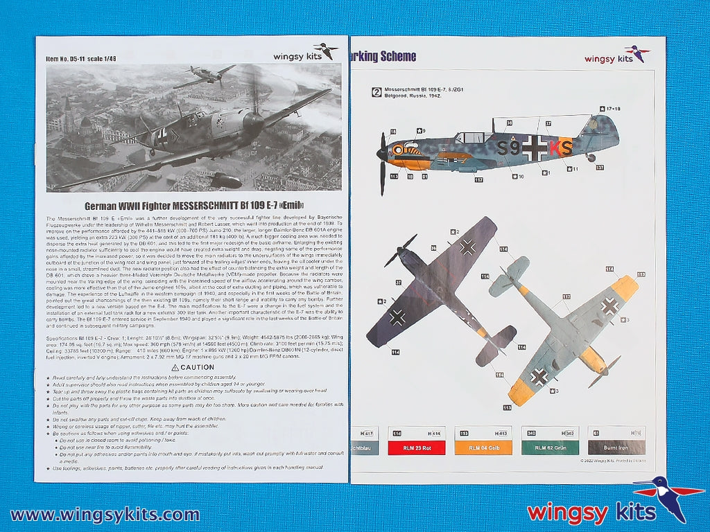 Wingsy Kits D5-11 German WWII Fighter MESSERSCHMITT Bf 109 E-7 1/48 – imagen 11