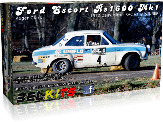 BelKits 007 Ford Escort RS1600 MKI 1972 Daily Mirror RAC Rally Winner 1/24