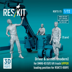 RESKIT RSF72-0073 Driver &amp;amp; airmen (modern) (3 pcs) (MHU-83 D/E lift truck UPPER loading position for RSK72-0009) (3D Printed) 1/72 – Bild 3