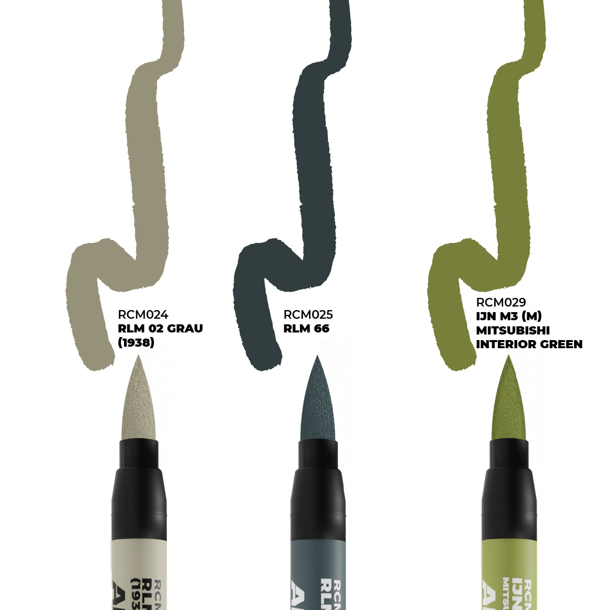 AK Interactive RCM110 WWII AXIS AIRCRAFT COCKPIT COLORS – RC MARKERS SET RCM024 RCM025 RCM029