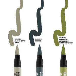 AK Interactive RCM110 WWII AXIS AIRCRAFT COCKPIT COLORS – RC MARKERS SET RCM024 RCM025 RCM029