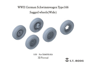 E.T. Model P35-136 WWII German Schwimmwagen Type166 Sagged wheels Wide For TAMIYA Kit 1/35