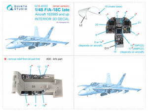 Quinta Studio QDS-48302 F/A-18C late 3D-Printed &amp;amp; coloured Interior on decal paper (Hasegawa) (Small version) 1/48 – Bild 2