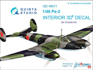 Quinta Studio QD48011 Pe-2 3D-Printed &amp;amp; coloured Interior on decal paper (for Zvezda kits) 1/48