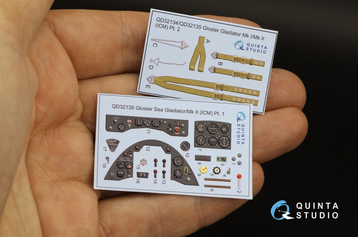 Quinta Studio QD32135 Gloster Gladiator Mk II 3D-Printed &amp;amp; coloured Interior on decal paper (ICM) 1/32 – Bild 11