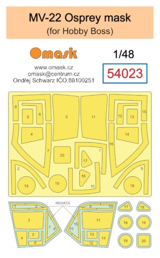 Masque Omask 54023 MV-22 Osprey (pour Hobby Boss) 1/48