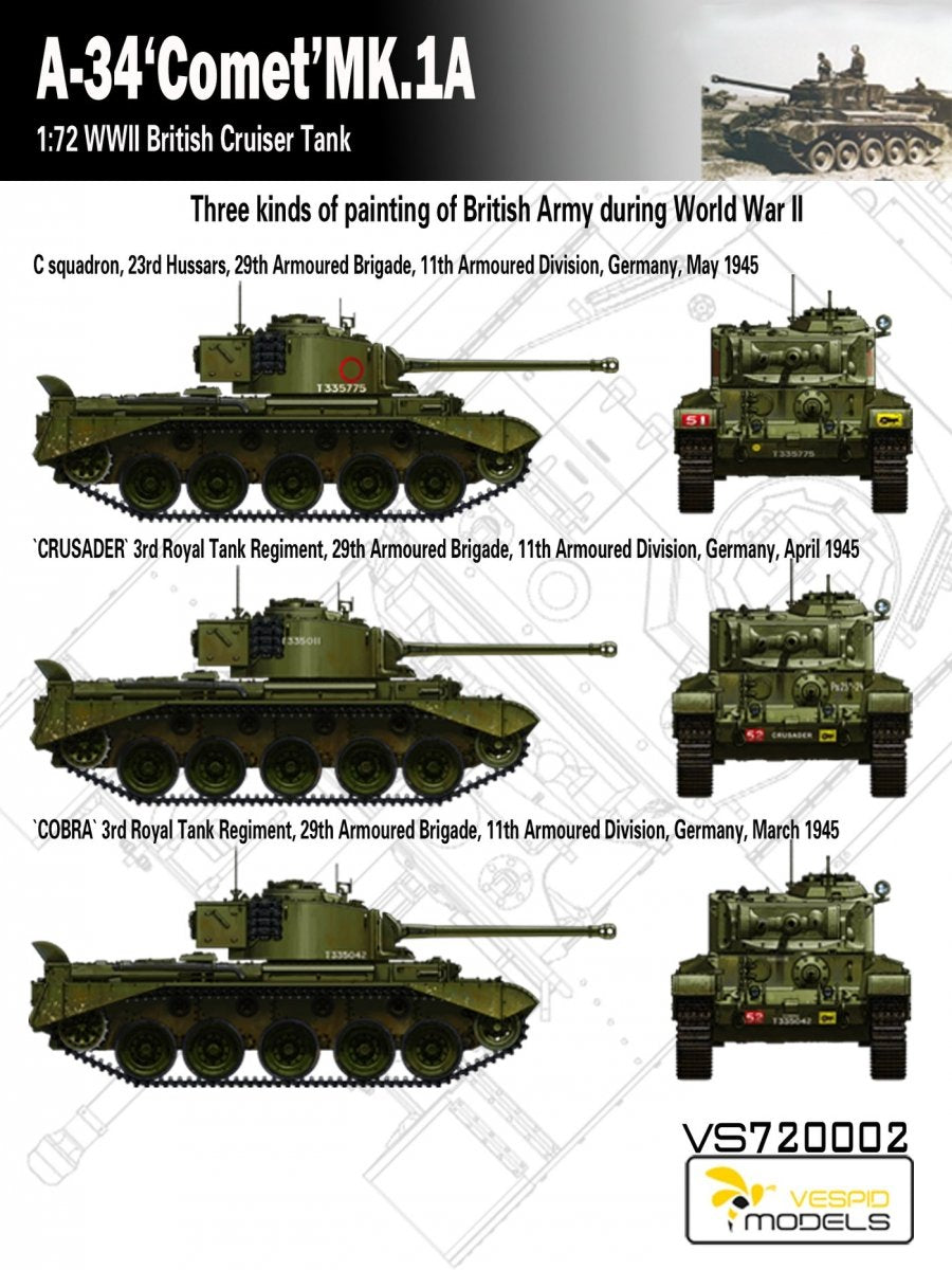 Vespid Models VS720002 A-34 &amp;#39;Comet&amp;#39; MK.1A British Cruiser Tank 1/72 – Bild 7