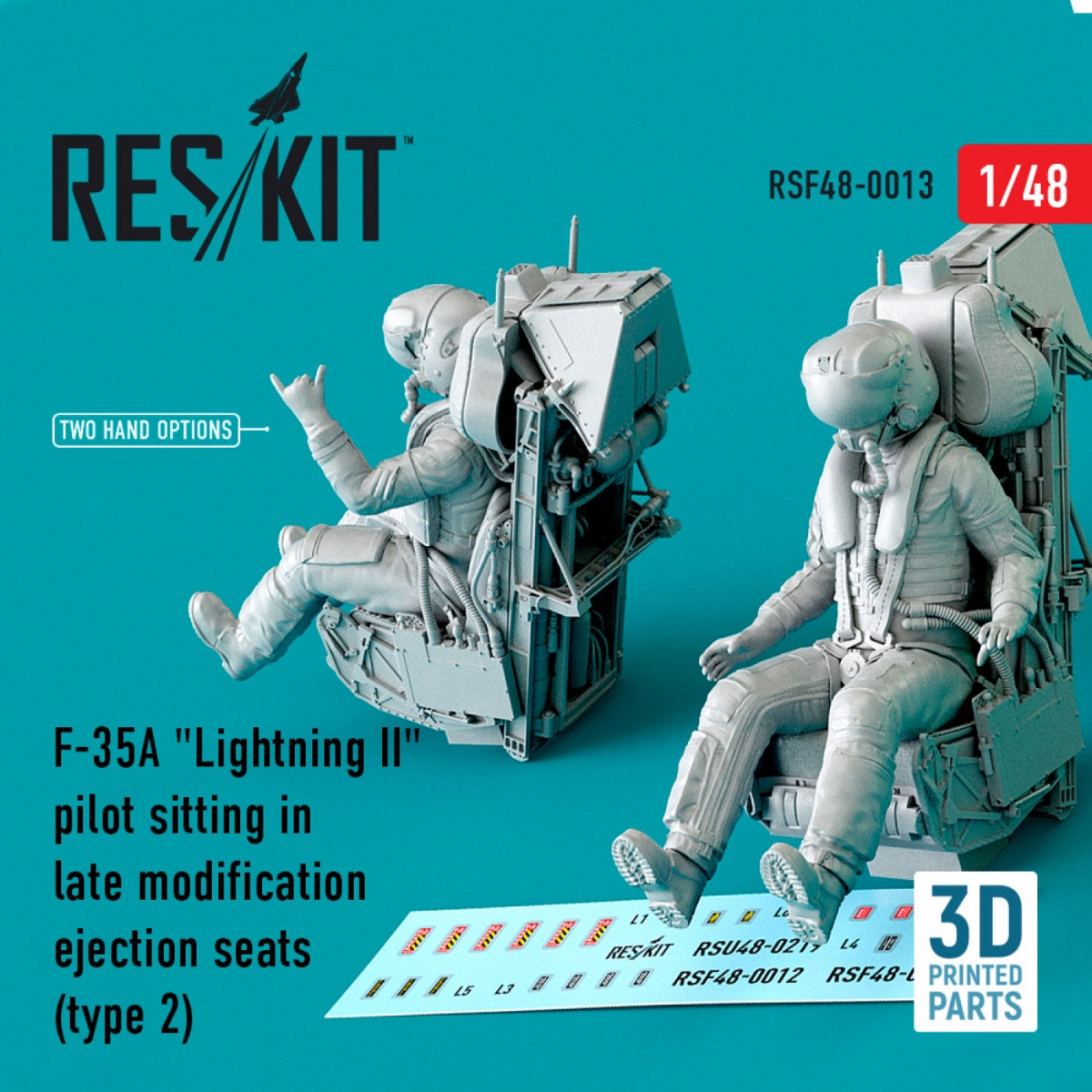 RESKIT RSF48-0013 F-35A &amp;quot;LIGHTNING II&amp;quot; PILOT SITTING IN LATE MODIFICATION EJECTION SEATS (TYPE 2) (3D PRINTED) 1/48