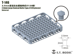 E.T. Model T-146 2.0mm Large Conical Bolts Type.2 120 pieces