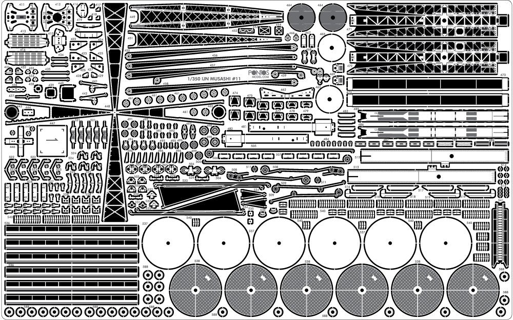 Pontos 37025FN IJN Musashi 1944 Detail up set Advanced Hinoki Tone Deck 1/350 – immagine 13