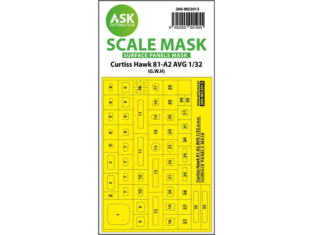 Art Scale Kit M32013 Curtiss Hawk 81-A2 AVG Surface Panels Masks for GWH 1/32