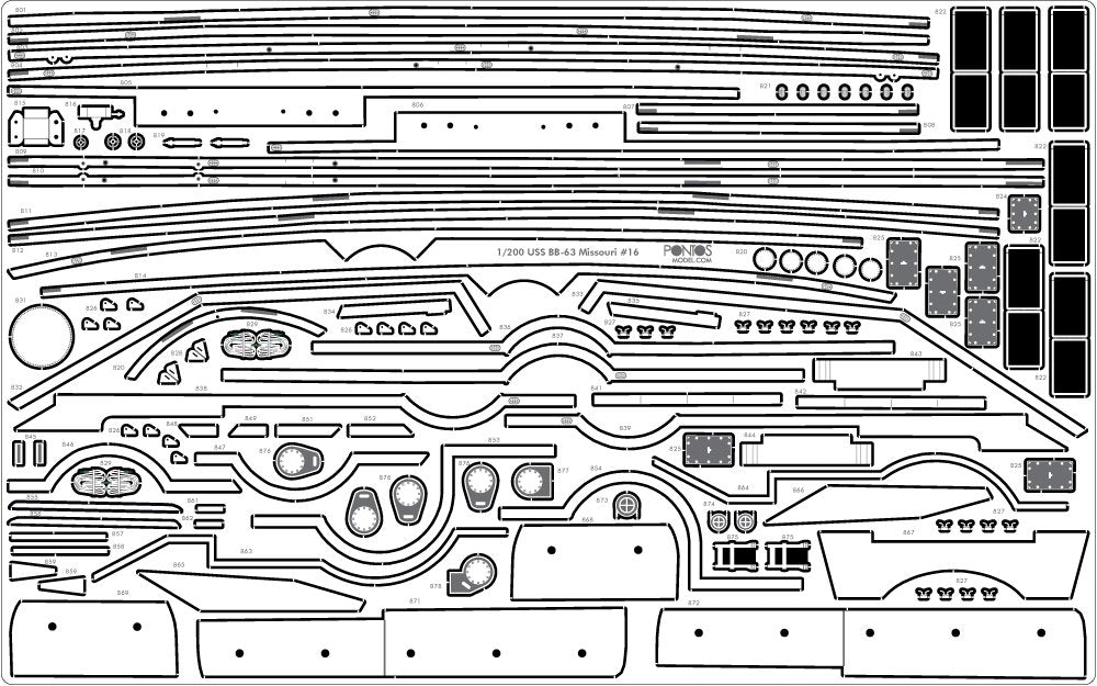 Pontos 23005F1 USS BB-61 Iowa 1944 Detail Up Set (20B Deck Blue stained wooden deck) 1/200 – immagine 16