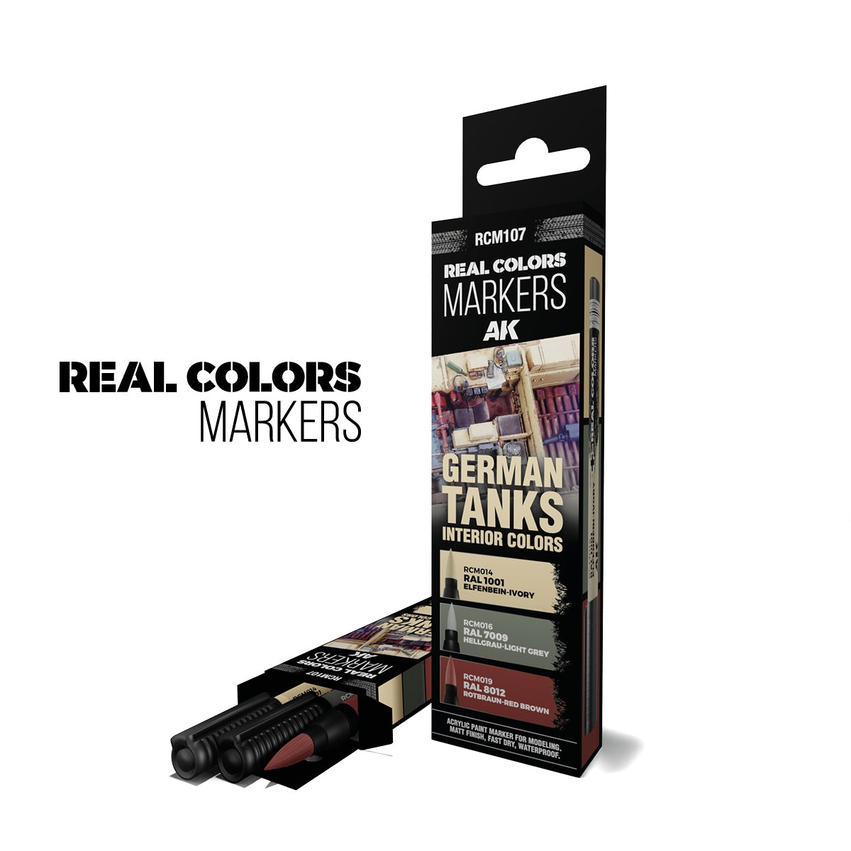 AK Interactive RCM107 GERMAN TANKS INTERIOR COLORS – RC MARKERS SET RCM014 RCM016 RCM019 – immagine 2