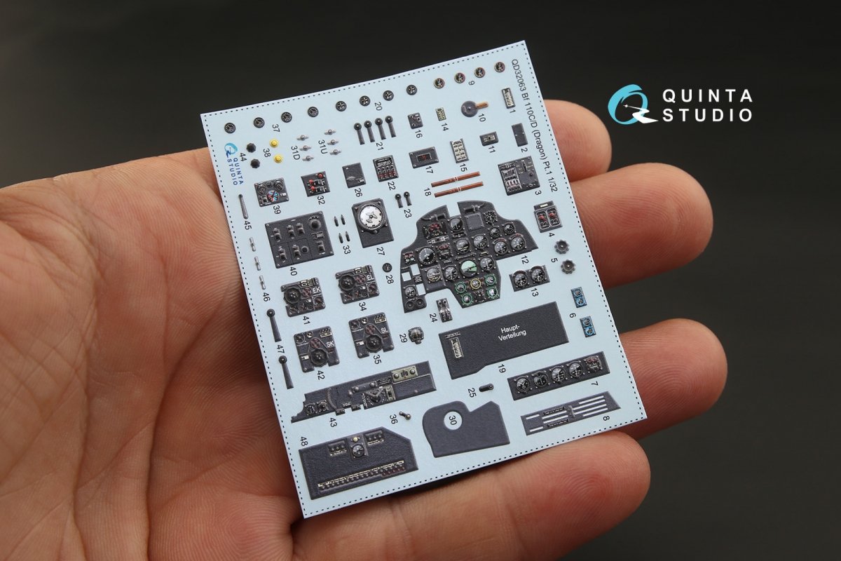 Quinta Studio QD32063 Bf 110C/D 3D-Printed &amp;amp; coloured Interior on decal paper (for Dragon kit) 1/32 – immagine 3