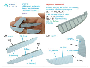 Quinta Studio QP32018 Control surface for Macchi Mc.202 Folgore (Italeri) 1/32 – immagine 2