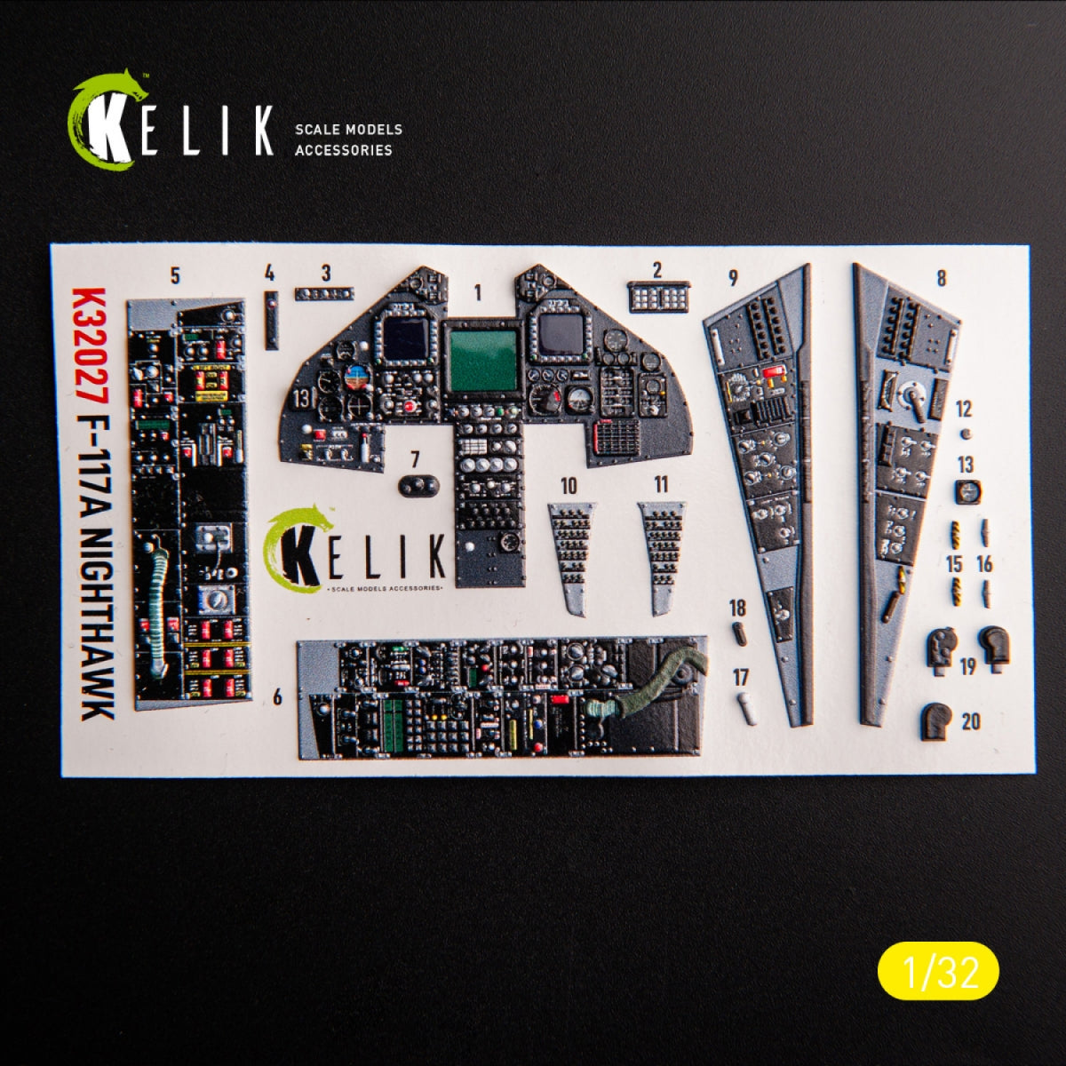 KELIK K32027 F-117A - Type 1 interior 3D decals for Trumpeter kit 1/32 – immagine 2