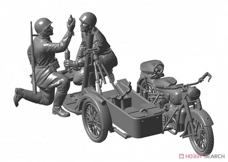 Zvezda 3651 Soviet Motorcycle M-72 with Mortar 1/35 – immagine 7