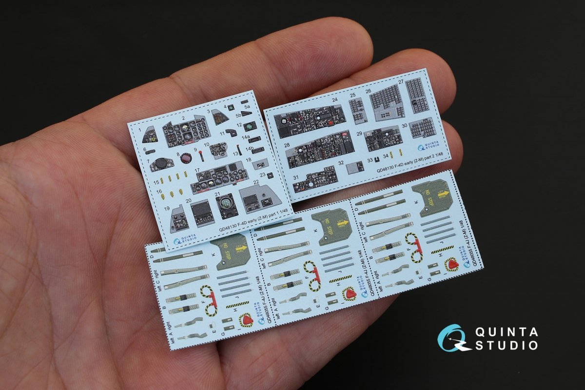 Quinta Studio QD48130 F-4D early 3D-Printed &amp;amp; coloured Interior on decal paper (for ZM SWS kit) 1/48 – Bild 2