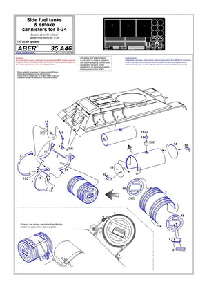 Aber 35A046 Boczne zbiorniki paliwa i wytwornice dymu do T-34 1/35 – immagine 4