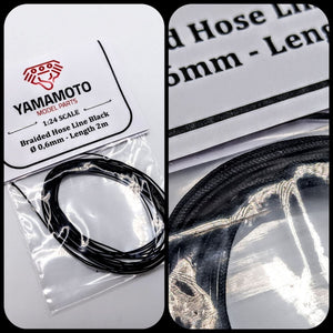 Yamamoto Model Parts YMPTUN75 Braided Hose Line Black 0,6mm 2m 1/24 – immagine 3