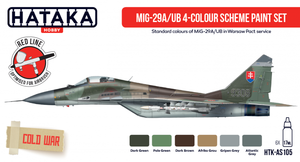 Hataka Hobby HTK-AS105 MiG-29A/UB « Fulcrum-A/B » : kit de peinture à 4 couleurs (6 x 17 ml)