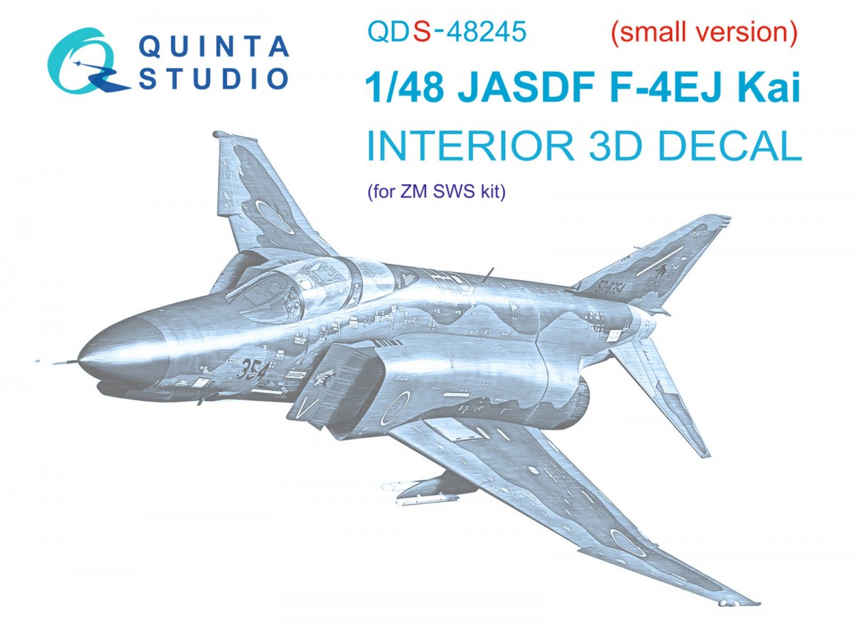 Quinta Studio QDS-48245 F-4EJ Kai 3D-Printed &amp; colored Interior on decal paper (ZM SWS) (Small version) 1/48