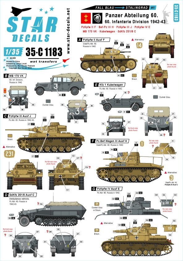 Star Decals 35-C1183 Fall Blau et Stalingrad n° 1 1/35