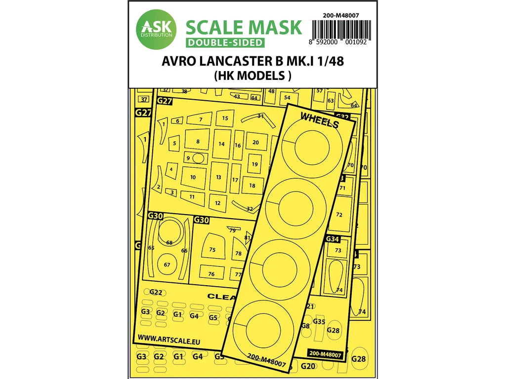 Art Scale Kit M48007 Avro Lancaster Mk.Ib Double-Sided Painting Mask for HK Models 1/48