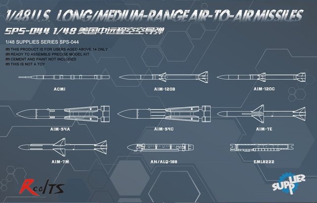 Missiles air-air américains à longue/moyenne portée Meng Model SPS-044, échelle 1/48
