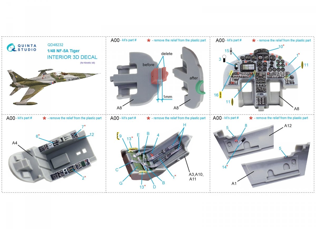 Intérieur imprimé en 3D et coloré sur papier décalcomanie Quinta Studio QD48232 NF-5A (Kinetic) 1/48 – image 8