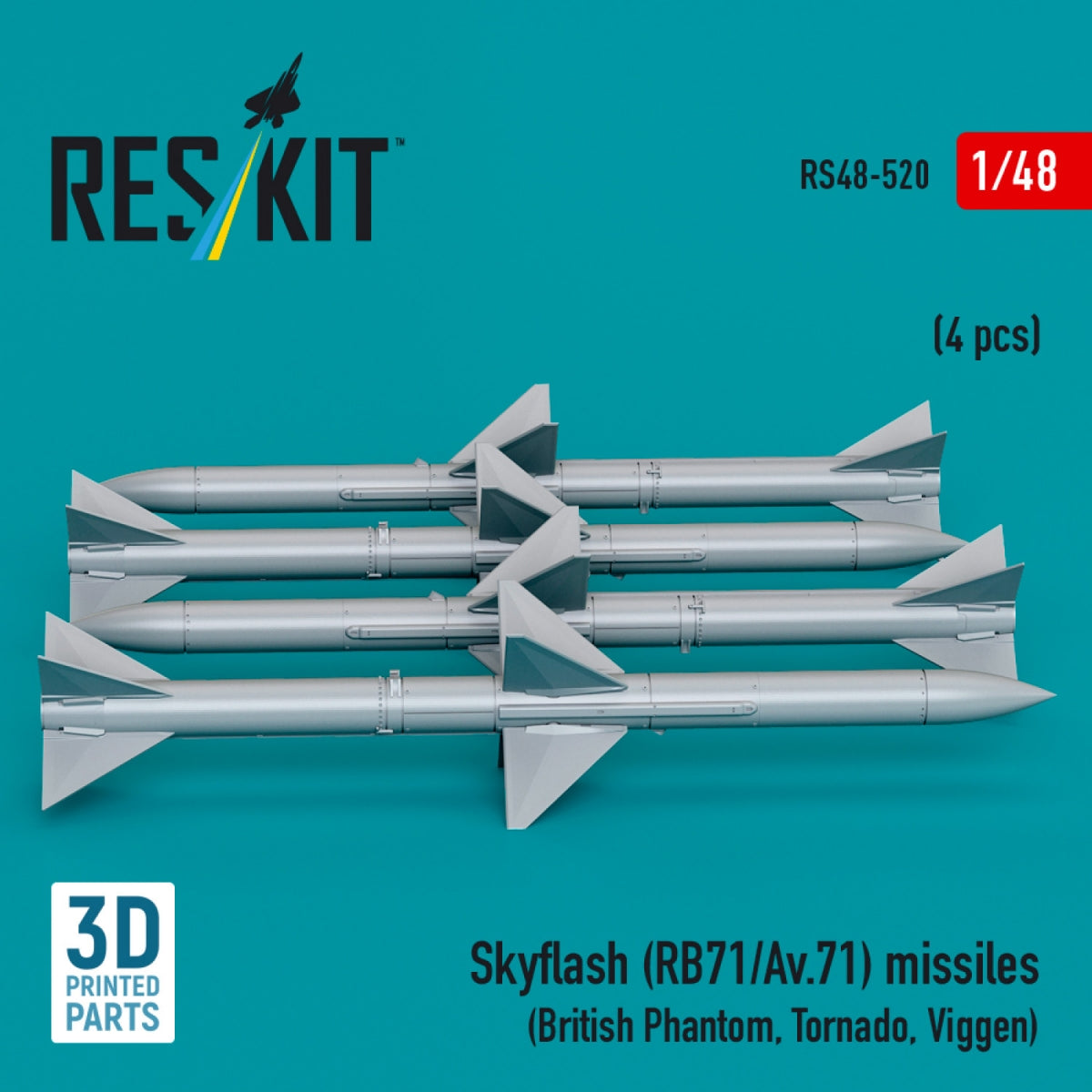 RESKIT RS48-0520 Skyflash (RB71/Av.71) missiles (4 pcs) (3D Printed) 1/48 – image 2