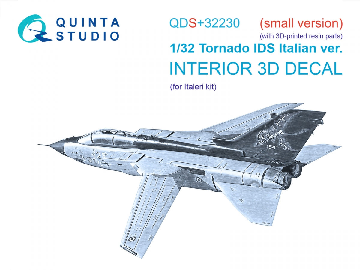 Quinta Studio QDS+32230 Tornado IDS Italian 3D-Printed &amp;amp; coloured Interior on decal paper (Italeri) (Small version) (with 3D-printed resin parts) 1/32