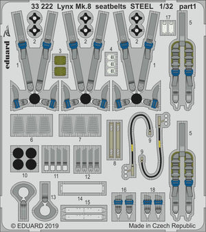 Eduard 33222 Lynx Mk.8 seatbelts STEEL REVELL 1/32