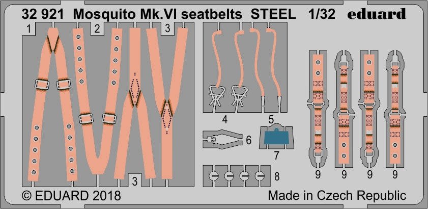 Eduard 32921 Mosquito Mk. VI seatbelts STEEL TAMIYA 1/32