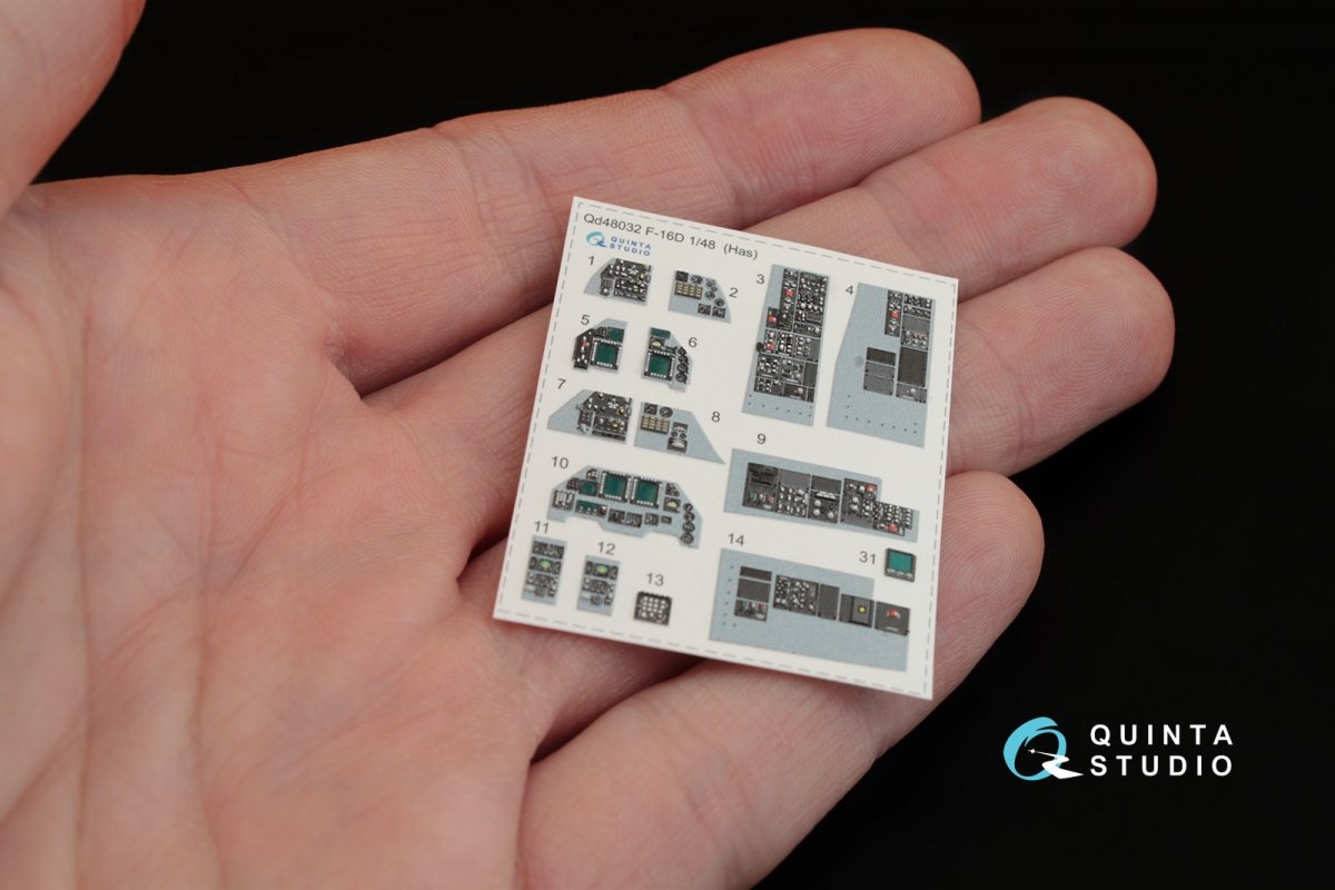 Quinta Studio QD48032 F-16D 3D-Printed &amp;amp; coloured Interior on decal paper (for Hasegawa kit) 1/48 – immagine 2