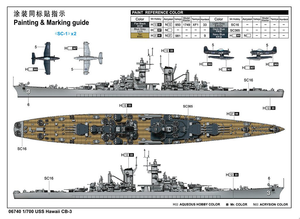 Trumpeter 06740 USS Hawaii CB-3 1/700 – image 3