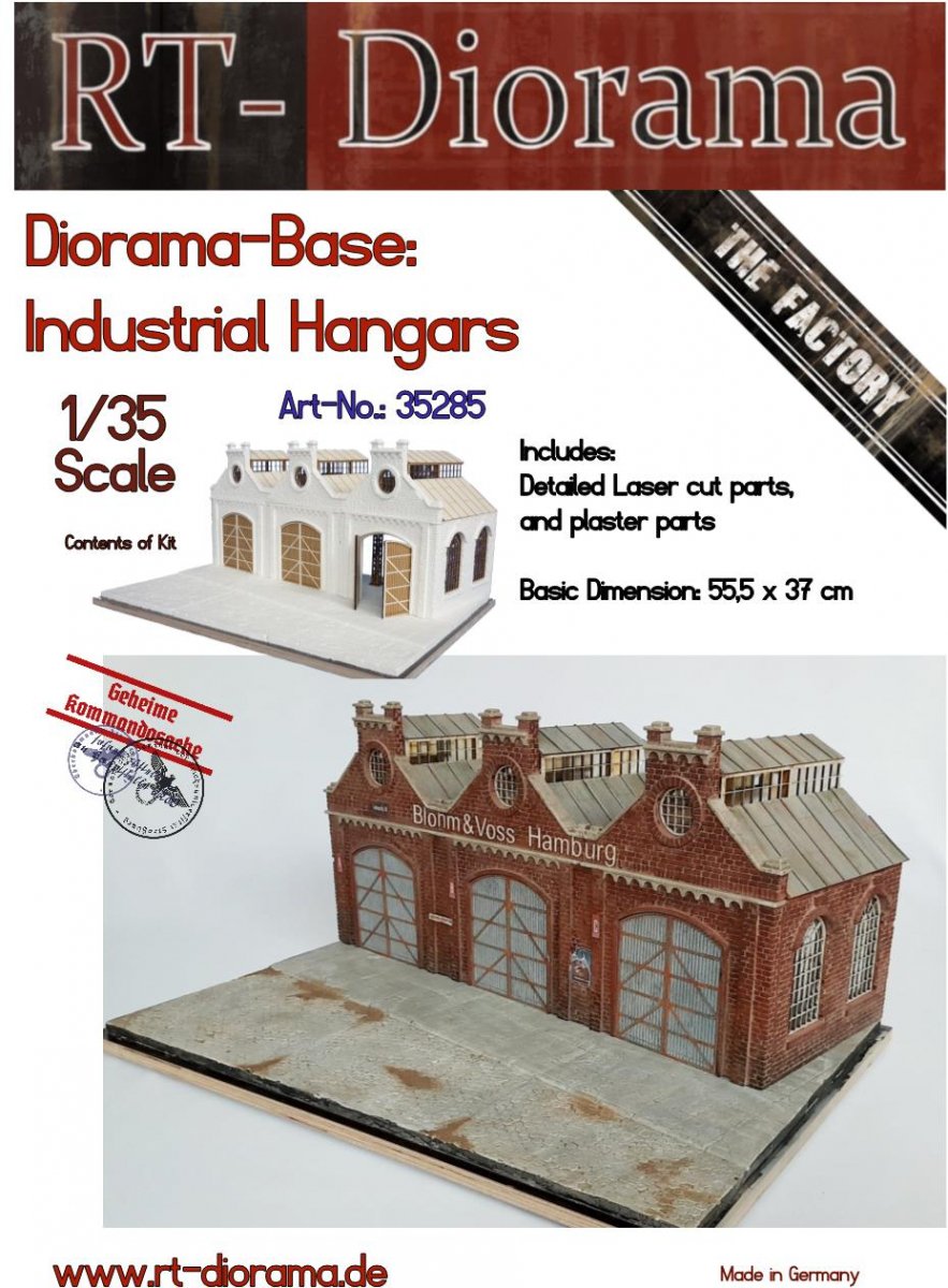 RT-Diorama 35285 Diorama-Base: &amp;quot;Industrial Hangars&amp;quot; 1/35