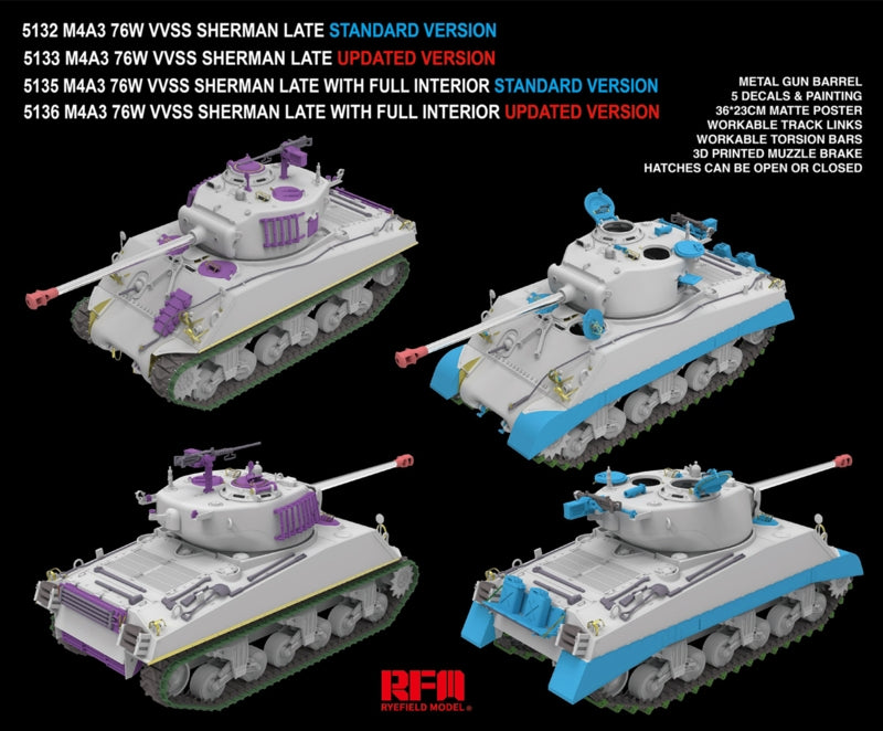 Rye Field Model 5132 M4A3 76W VVSS Sherman Late Standard Version 1/35 – Bild 5