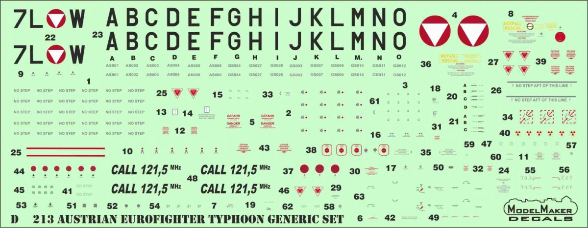 ModelMaker Decals D48213 Austrian Eurofighter Typhoon generic set 1/48 – immagine 2