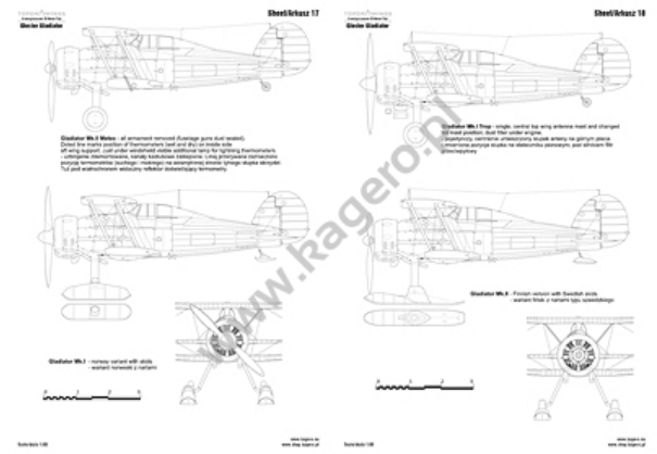Kagero 7094 Gloster Gladiator Mk. I, I Trop, II, II Meteo, Sea Gladiator, J-8 EN/PL – zdjęcie 4