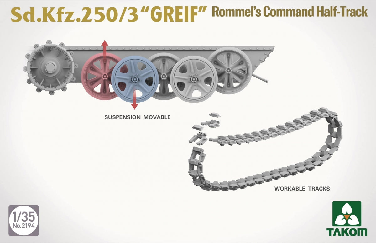Takom 2194 Sd.Kfz 250/3 Greif Rommel Command Half-Track 1/35 – immagine 6