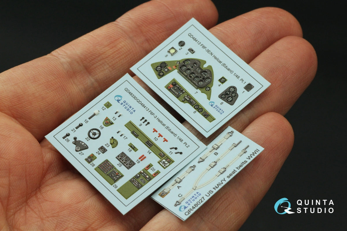 Quinta Studio QD48413 F6F-3E/N Hellcat 3D-Printed &amp;amp; coloured Interior on decal paper (Eduard) 1/48 – immagine 6
